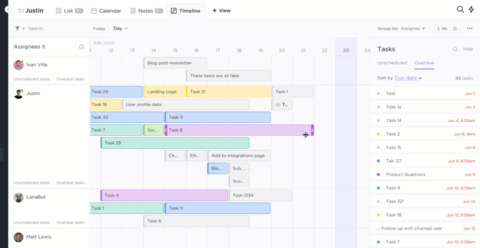 Exemplo de roadmap ClickUp