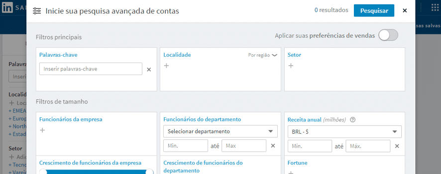 Captura de tela do LinkedIn Sales Navigator