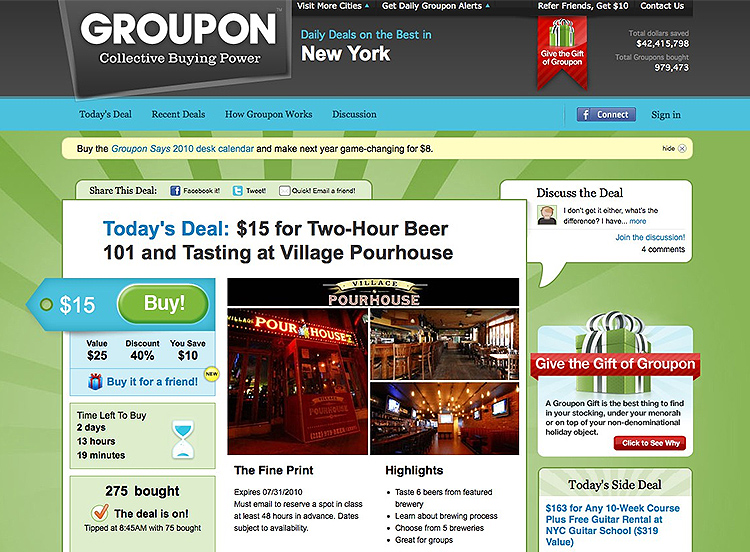 Exemplos de MVP: Groupon