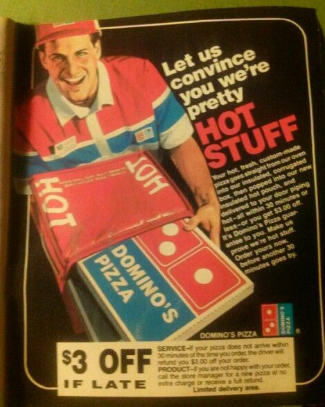 Folder com uma propaganda da Domino's Pizza da década de 80.