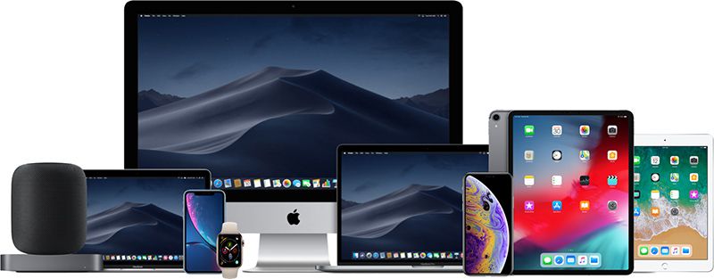 foto ilustrativa com o portfólio de produtos da apple